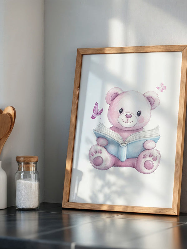 Teddybär Aquarell mit Buch