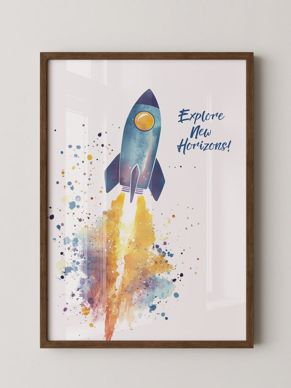 Rakete Aquarell Buntabdruck