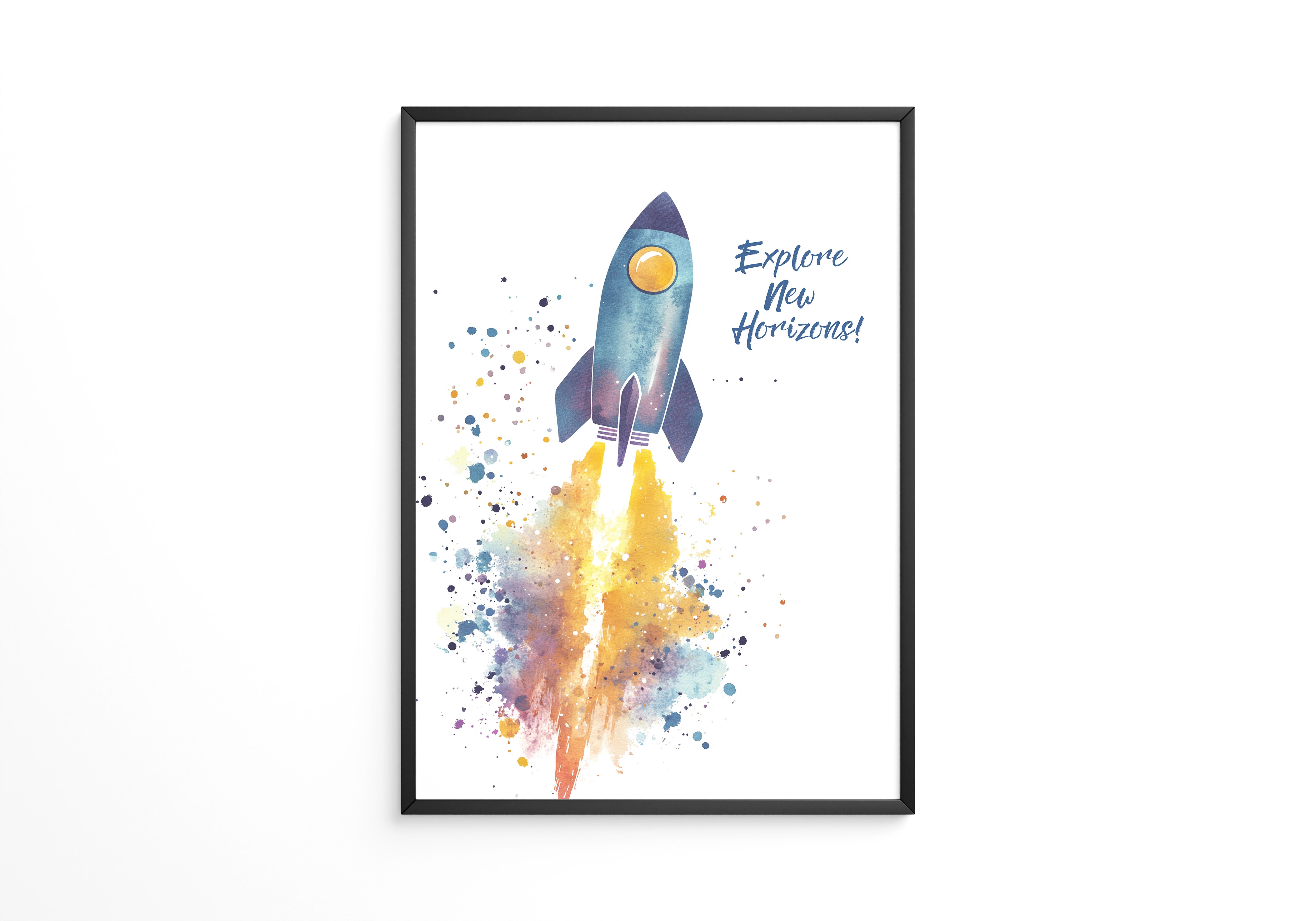 Rakete Aquarell Buntabdruck