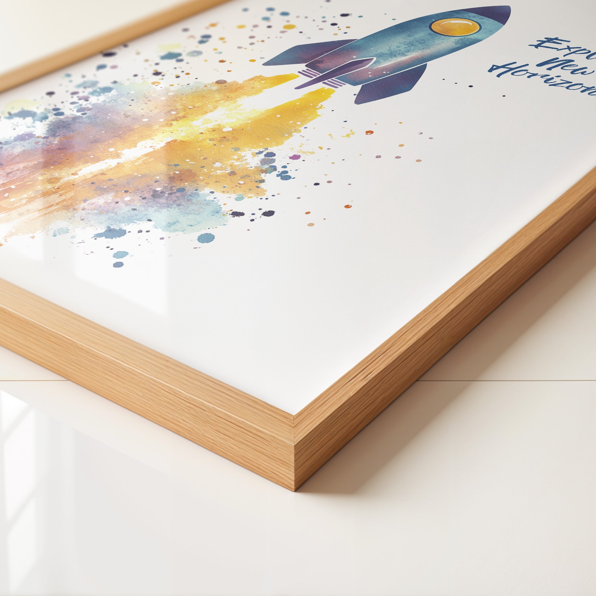 Rakete Aquarell Buntabdruck