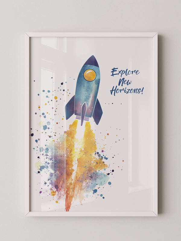 Rakete Aquarell Buntabdruck