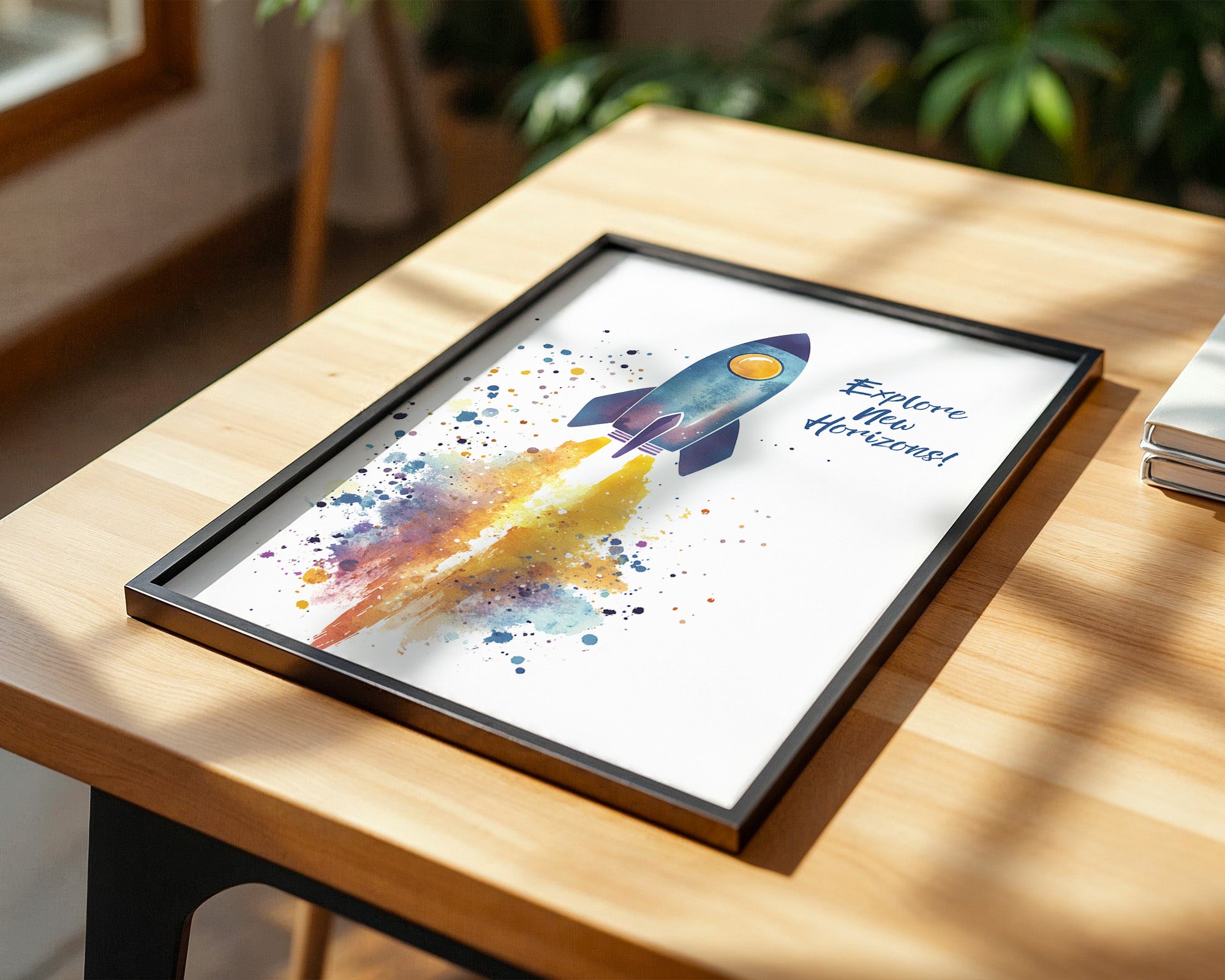 Rakete Aquarell Buntabdruck