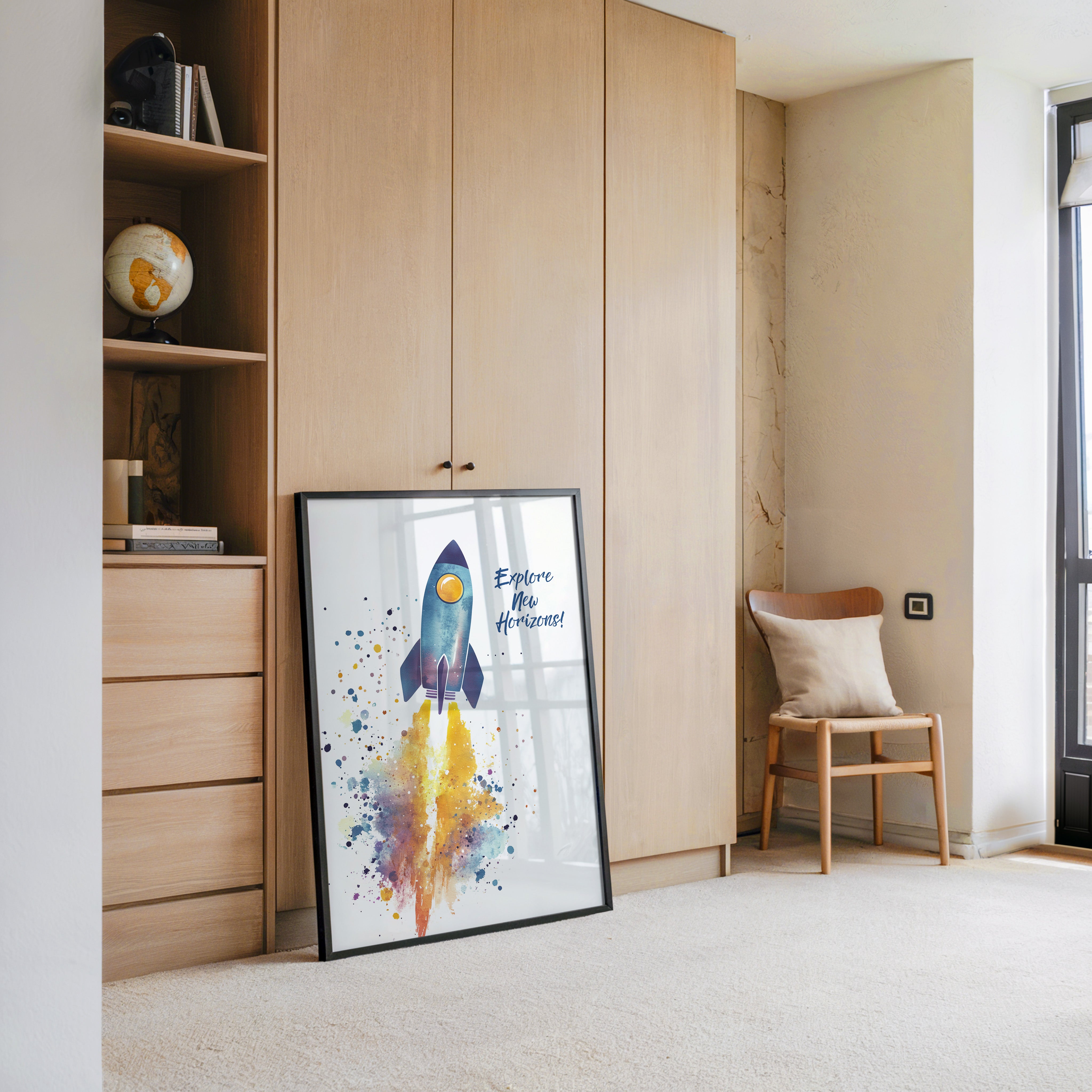 Rakete Aquarell Buntabdruck