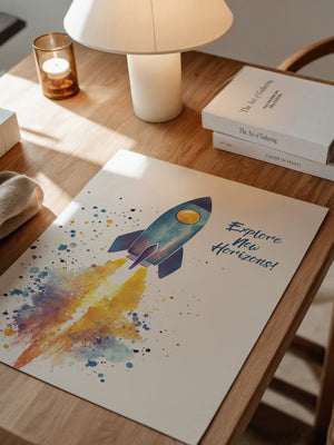 Rakete Aquarell Buntabdruck