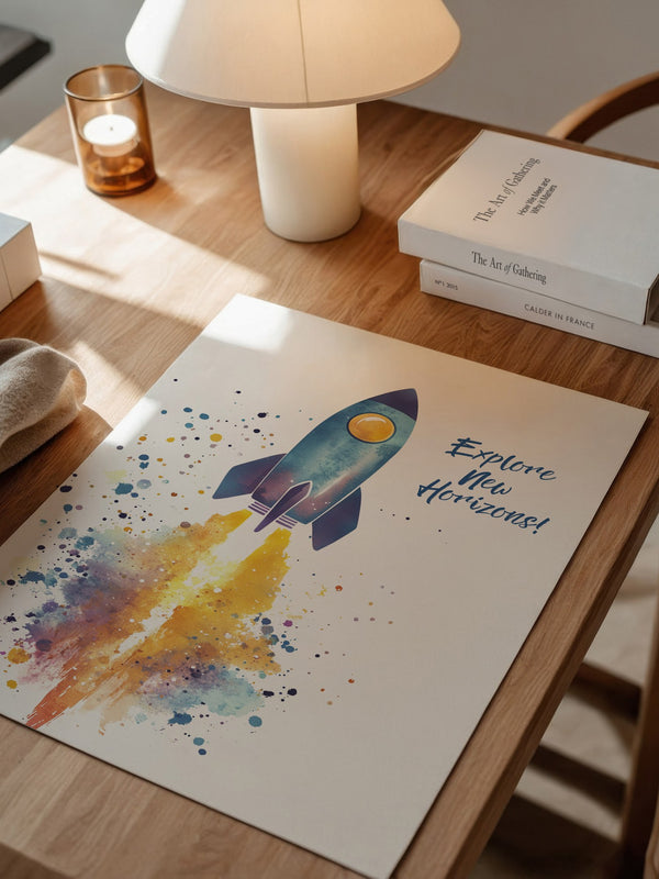 Rakete Aquarell Buntabdruck