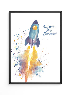 Rakete Aquarell Buntabdruck