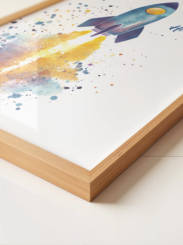 Rakete Aquarell Buntabdruck