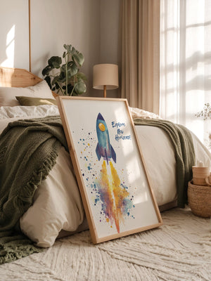 Rakete Aquarell Buntabdruck