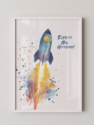 Rakete Aquarell Buntabdruck