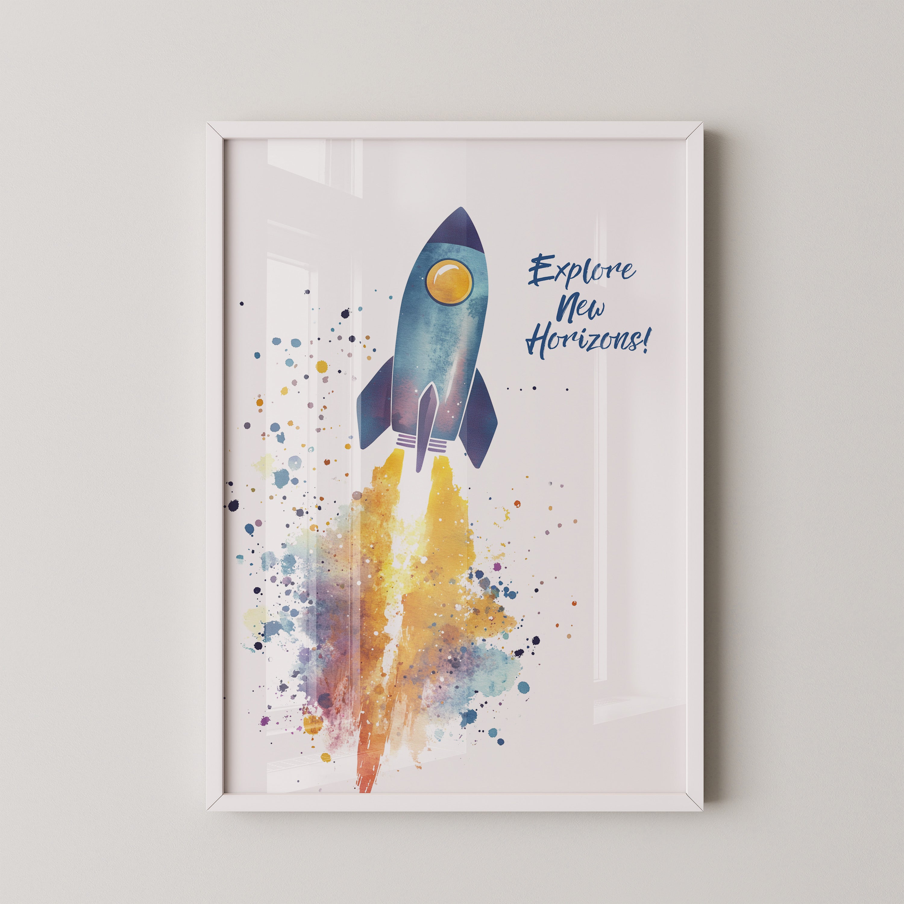 Rakete Aquarell Buntabdruck