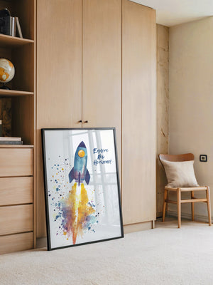 Rakete Aquarell Buntabdruck