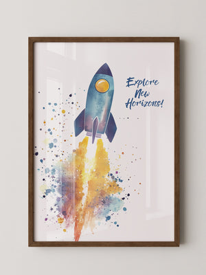 Rakete Aquarell Buntabdruck