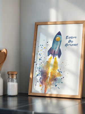 Rakete Aquarell Buntabdruck