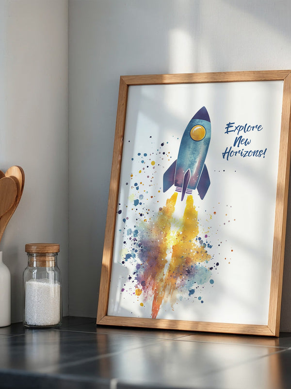 Rakete Aquarell Buntabdruck