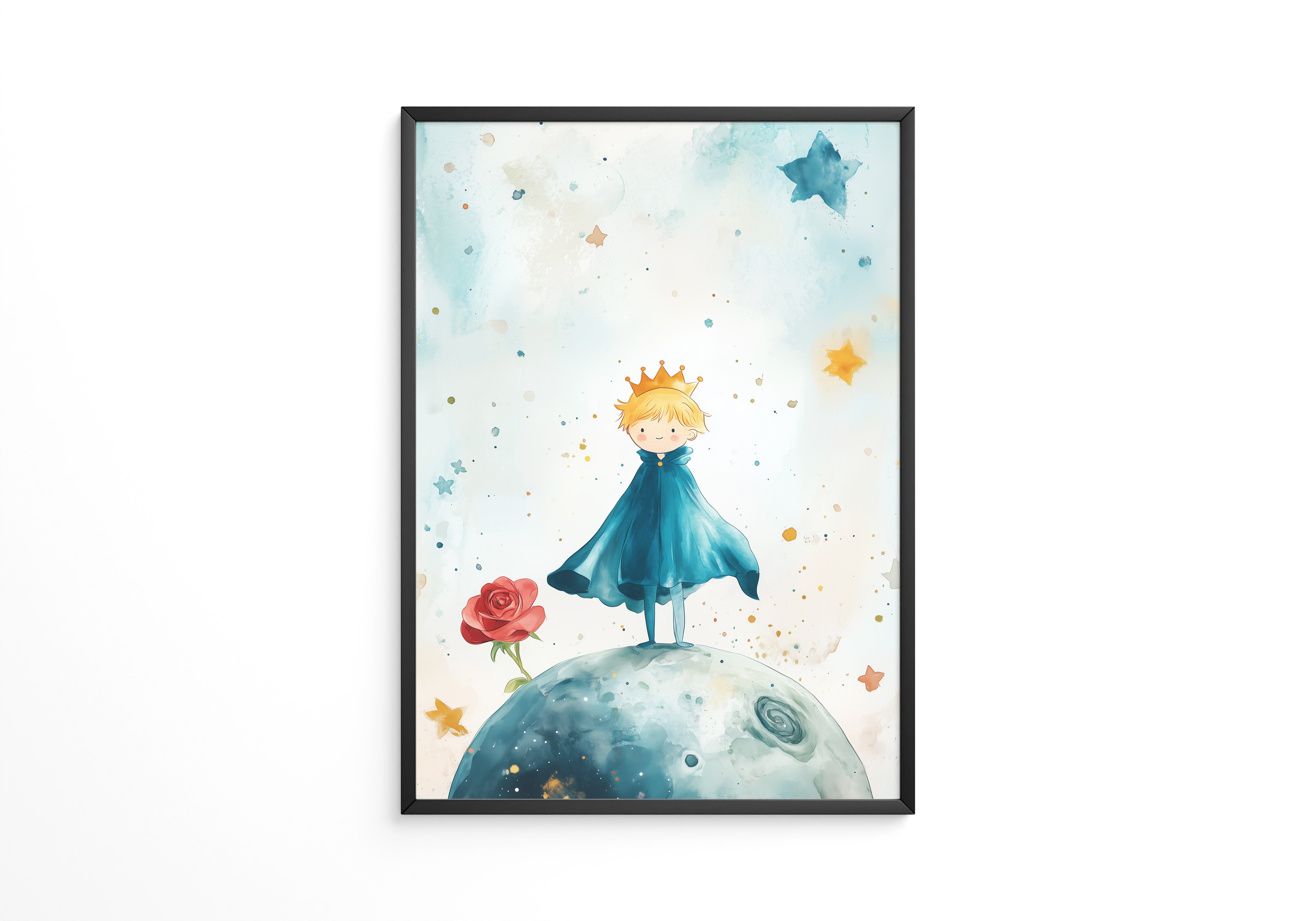 Kleiner Prinz Aquarell träumerisch