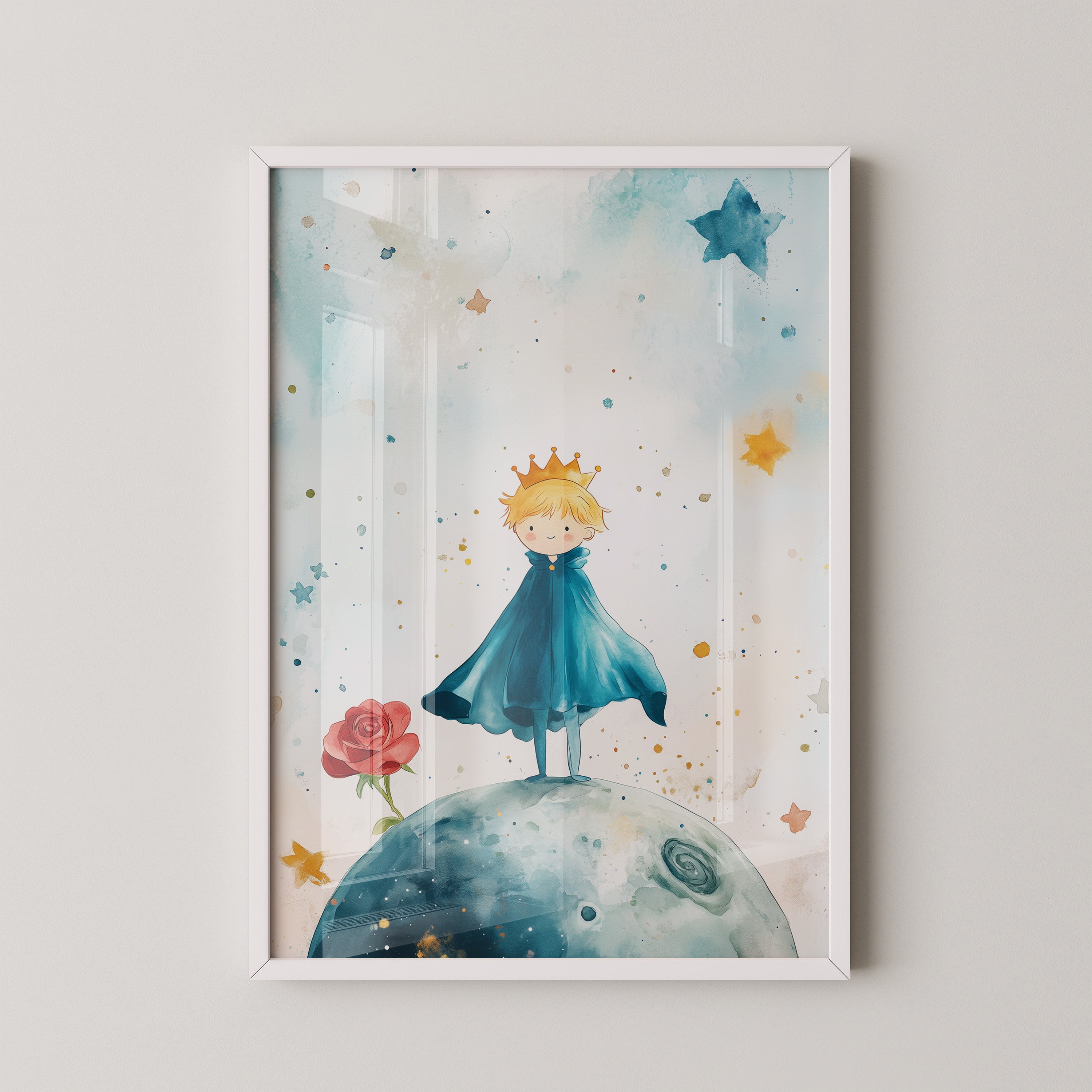 Kleiner Prinz Aquarell träumerisch