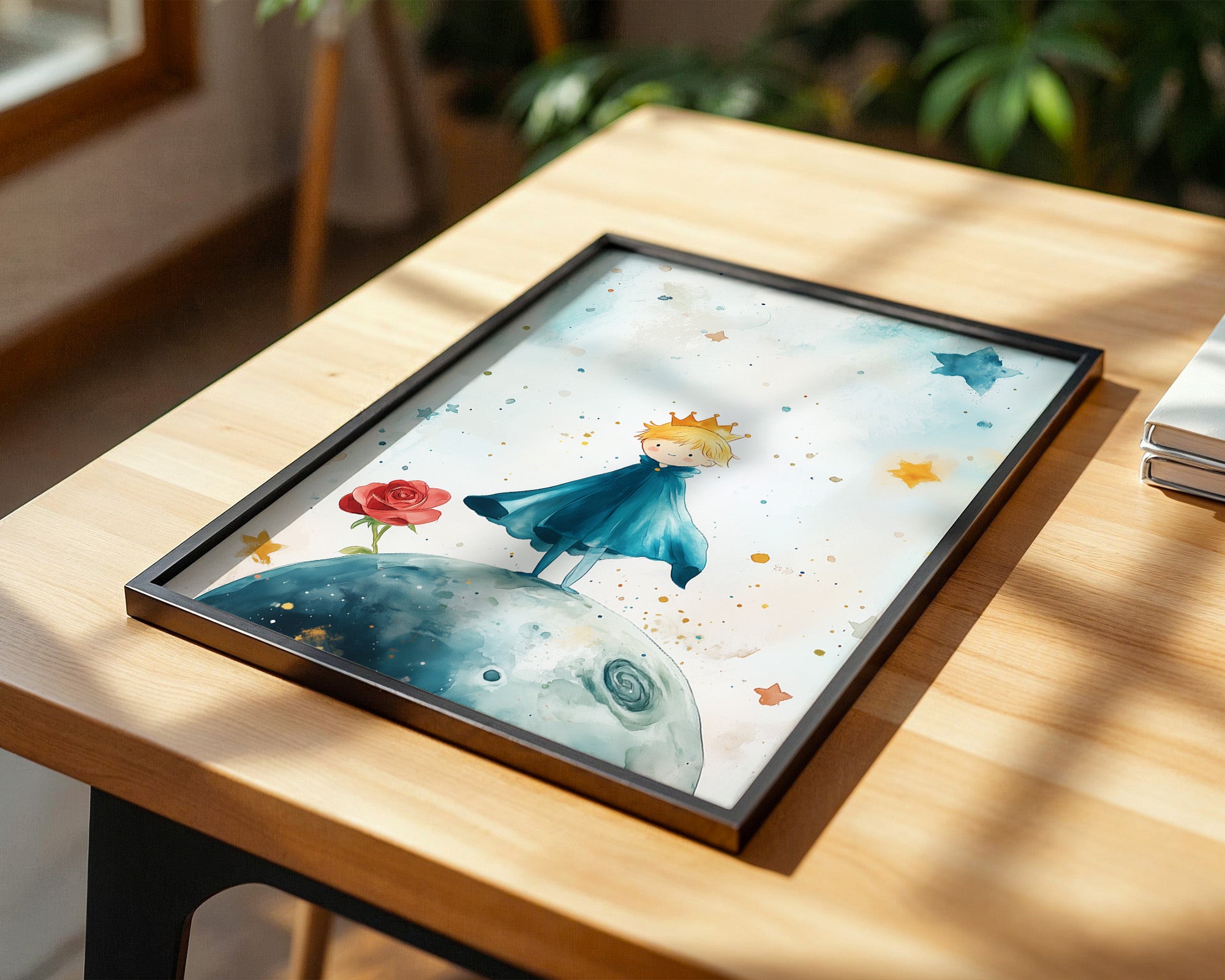 Kleiner Prinz Aquarell träumerisch