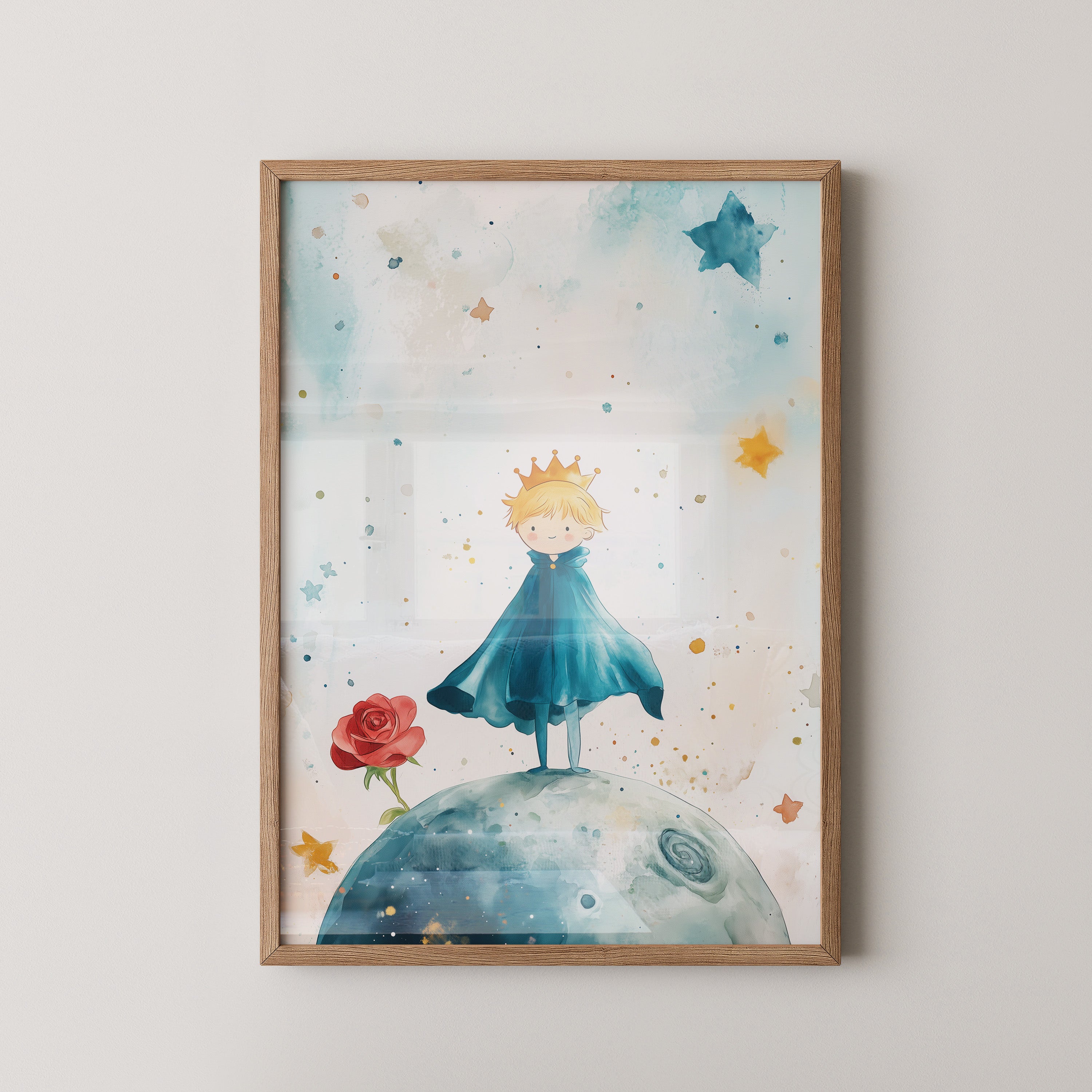 Kleiner Prinz Aquarell träumerisch