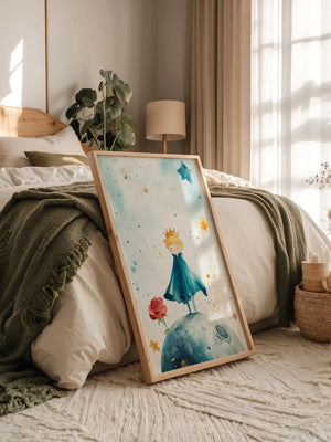 Kleiner Prinz Aquarell träumerisch