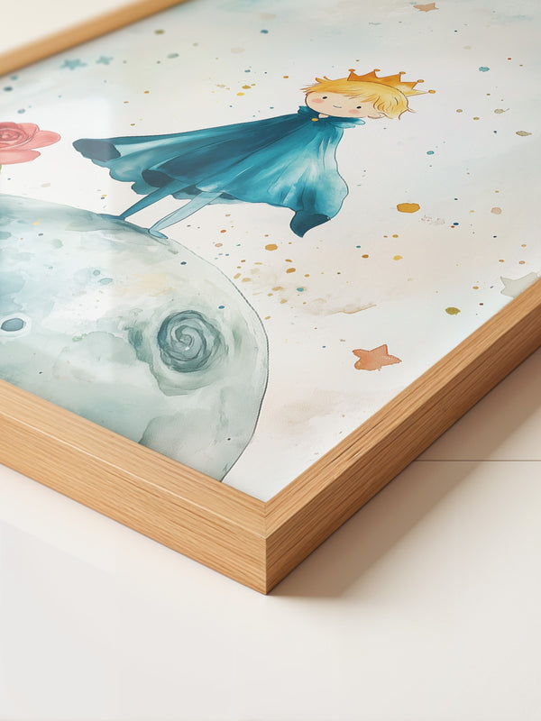 Kleiner Prinz Aquarell träumerisch