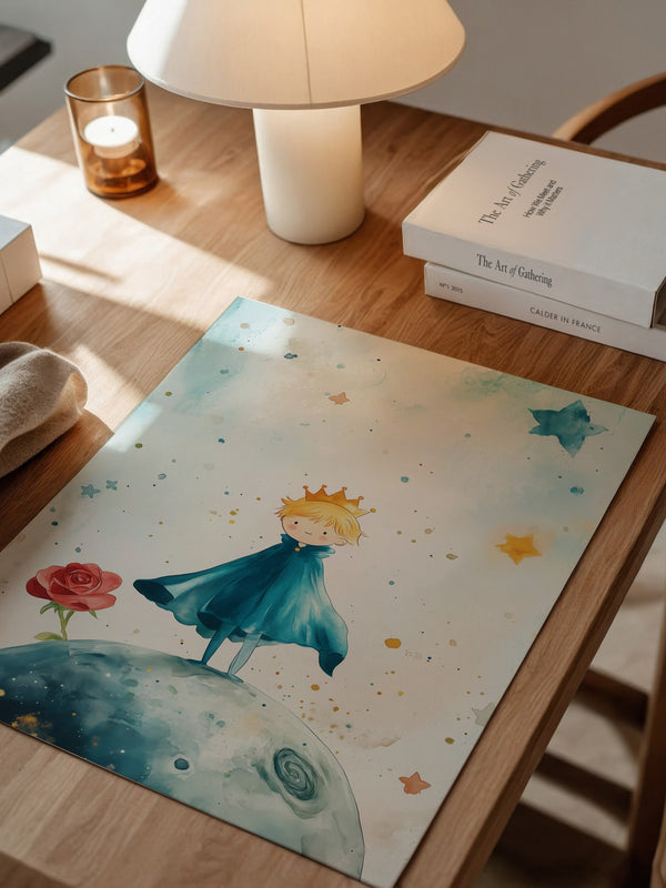 Kleiner Prinz Aquarell träumerisch