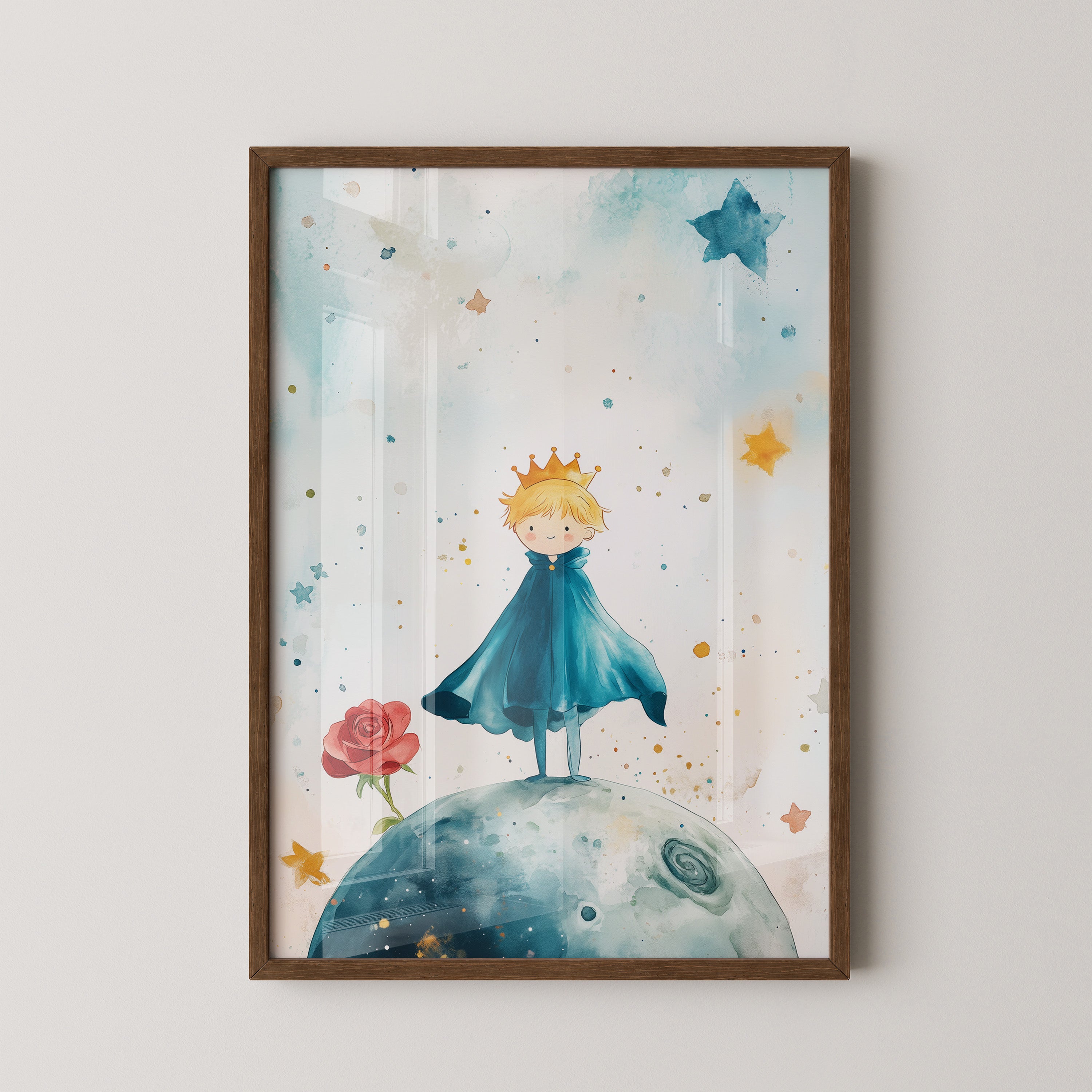 Kleiner Prinz Aquarell träumerisch