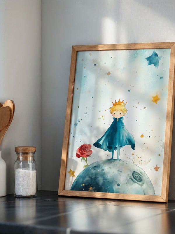 Kleiner Prinz Aquarell träumerisch