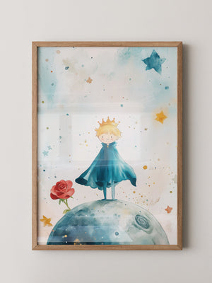 Kleiner Prinz Aquarell träumerisch