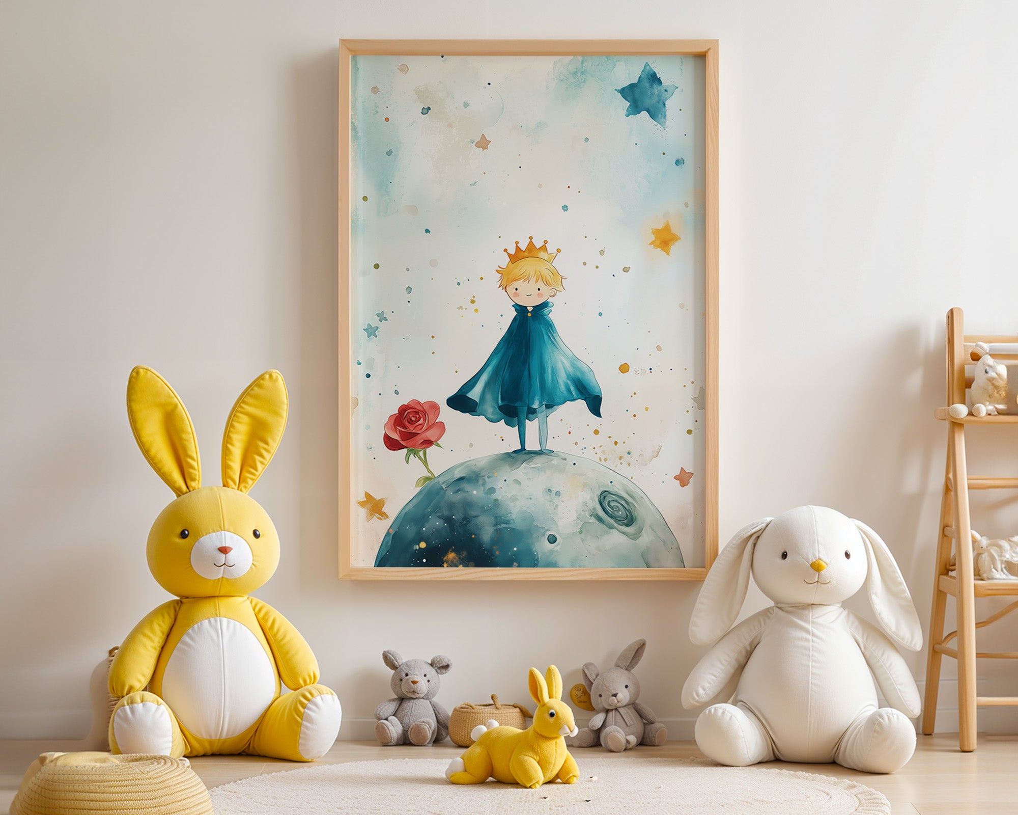 Kleiner Prinz Aquarell träumerisch