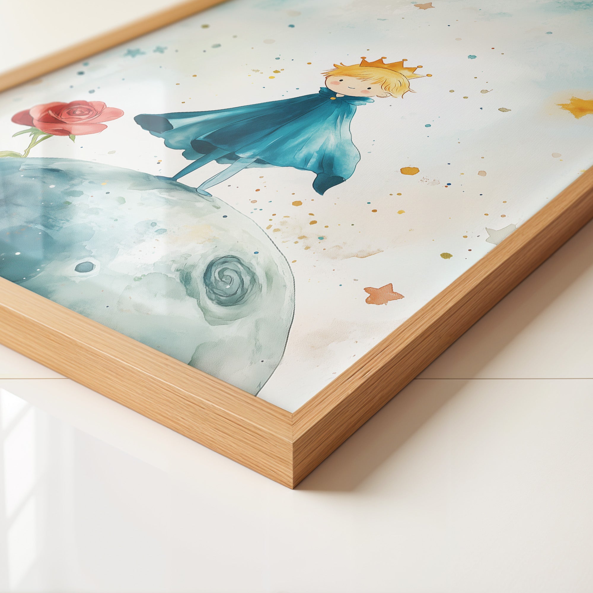 Kleiner Prinz Aquarell träumerisch