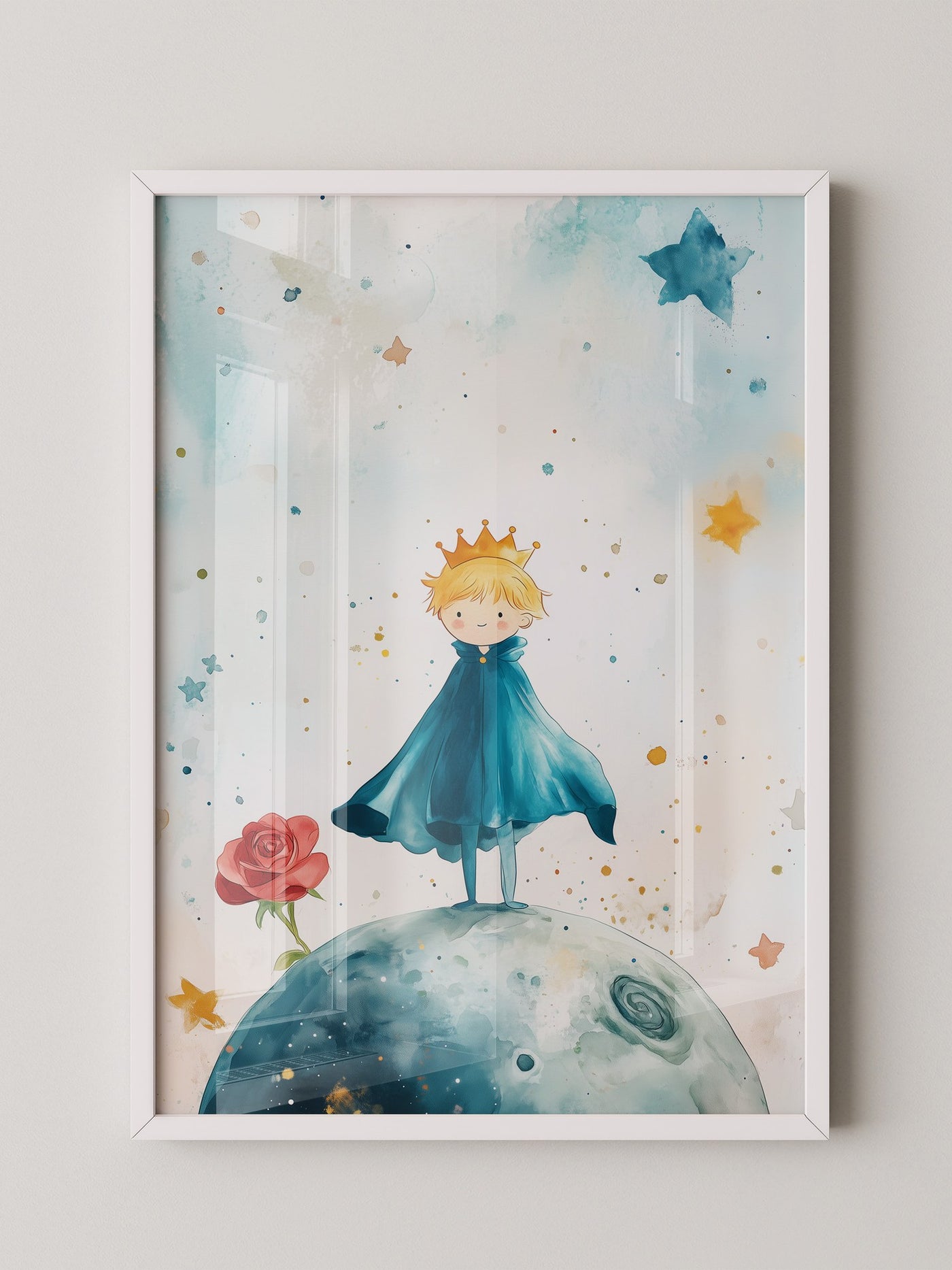 Kleiner Prinz Aquarell träumerisch