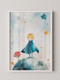 Kleiner Prinz Aquarell träumerisch