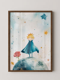 Kleiner Prinz Aquarell träumerisch