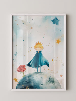 Kleiner Prinz Aquarell träumerisch