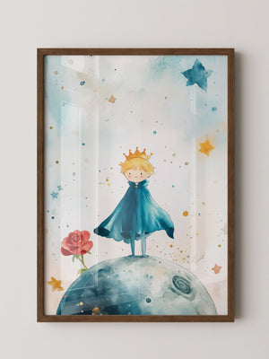 Kleiner Prinz Aquarell träumerisch