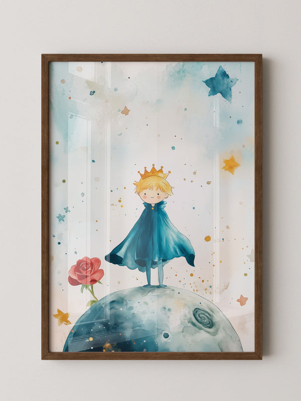 Kleiner Prinz Aquarell träumerisch