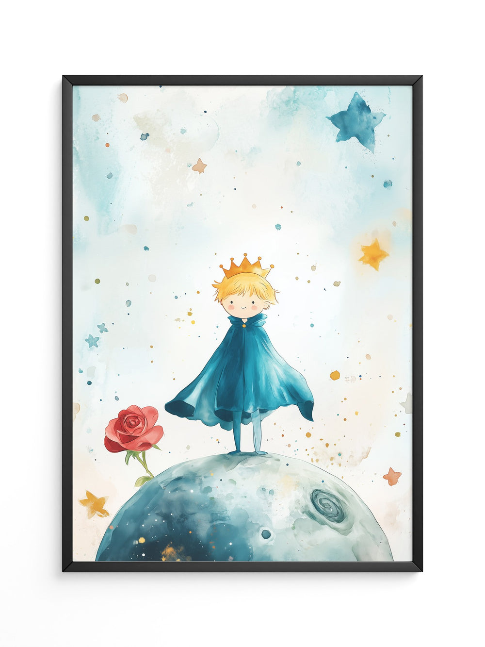 Kleiner Prinz Aquarell träumerisch