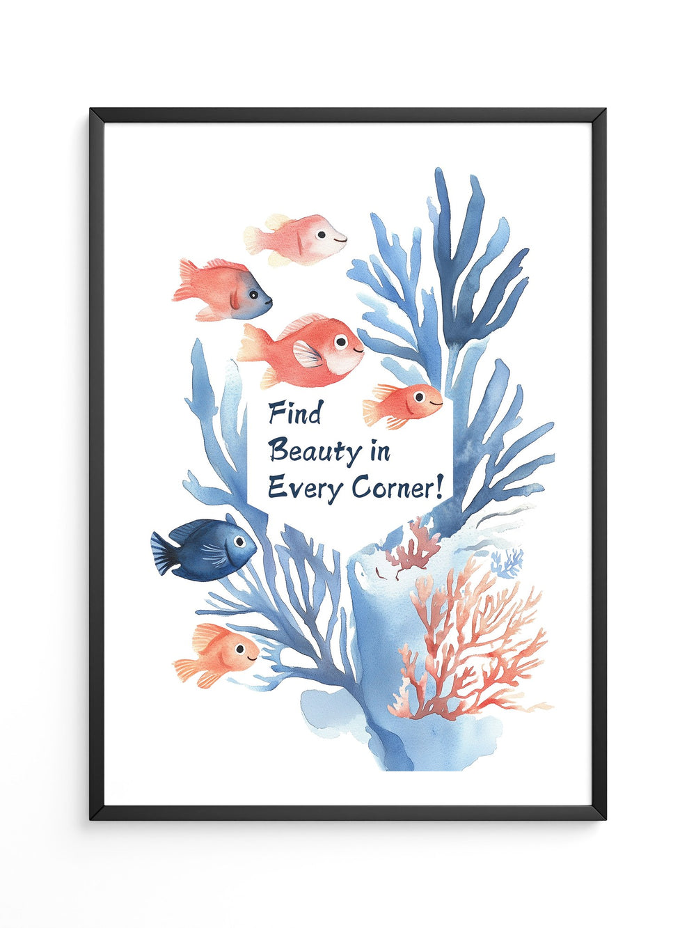 Bunte Fische Aquarell Korallen