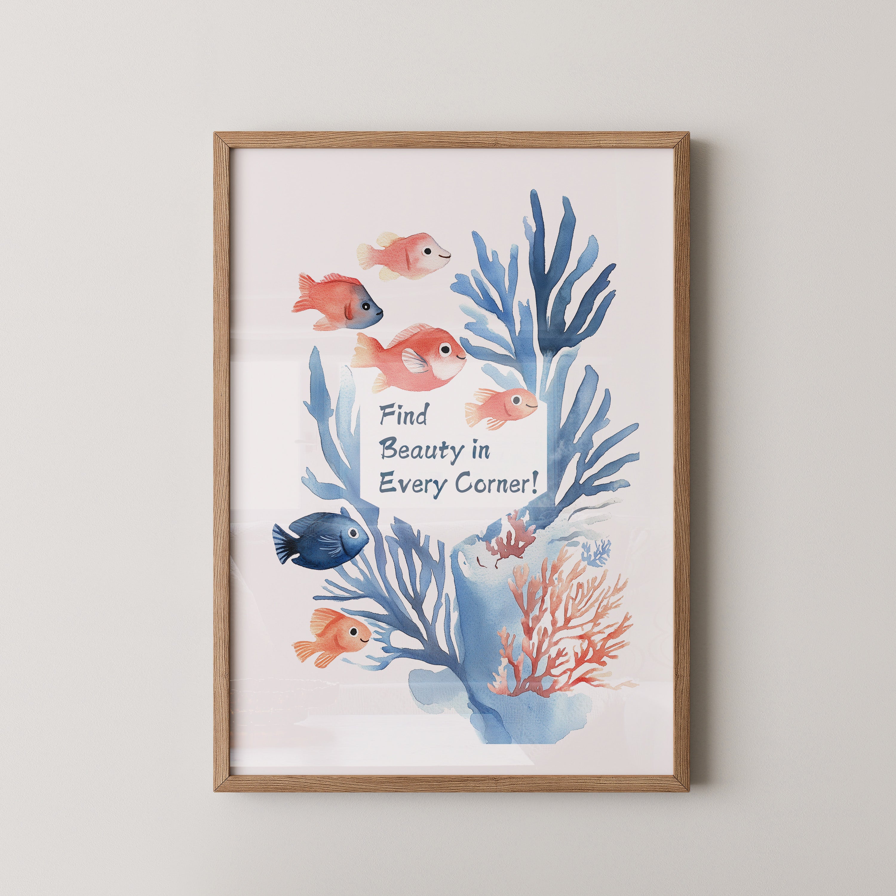 Bunte Fische Aquarell Korallen