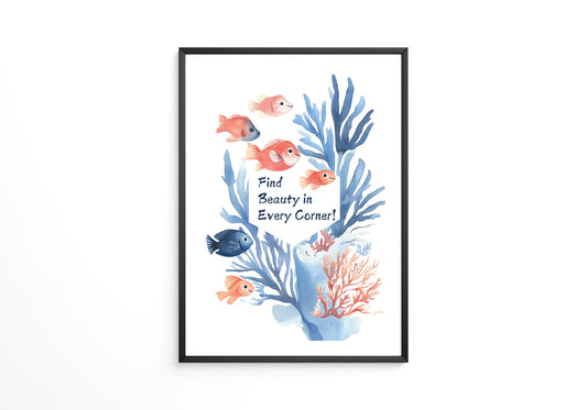 Bunte Fische Aquarell Korallen