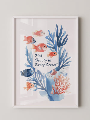 Bunte Fische Aquarell Korallen