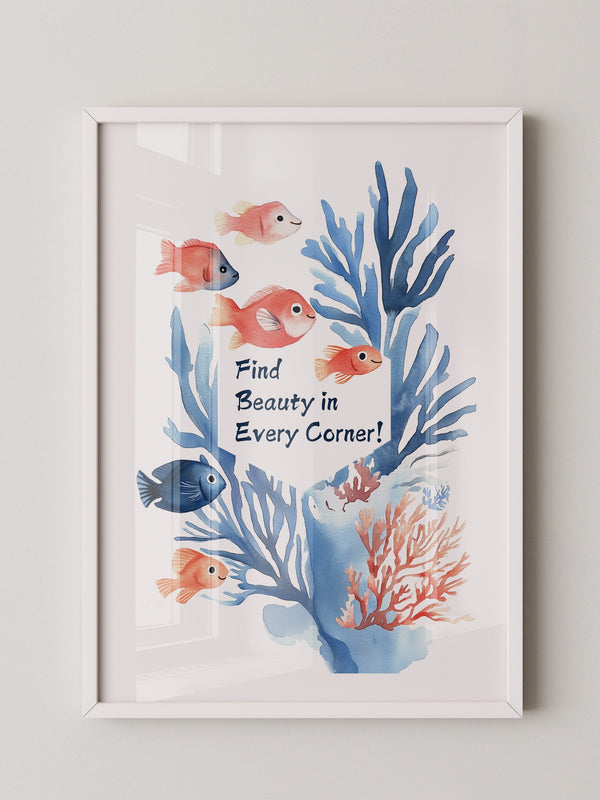 Bunte Fische Aquarell Korallen