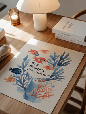 Bunte Fische Aquarell Korallen