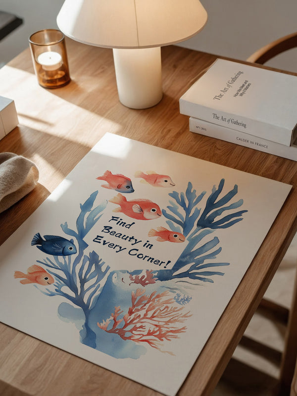 Bunte Fische Aquarell Korallen