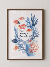 Bunte Fische Aquarell Korallen