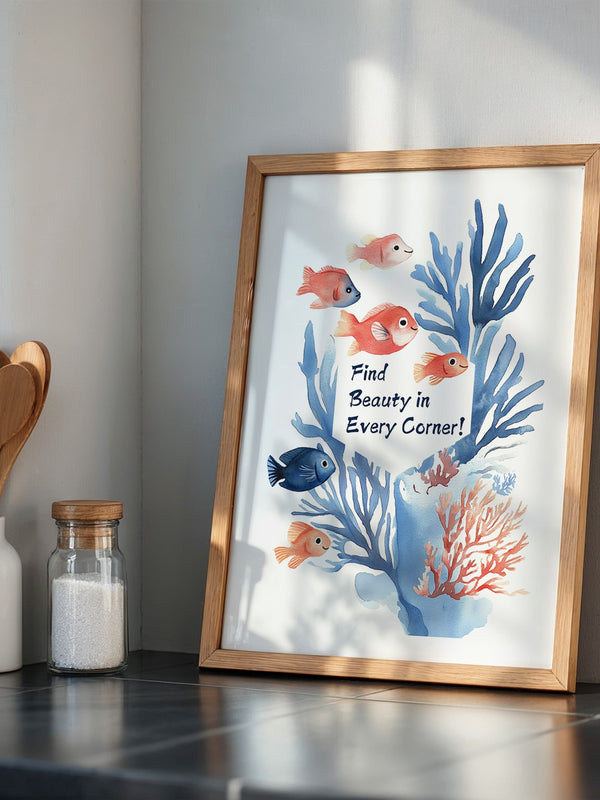 Bunte Fische Aquarell Korallen