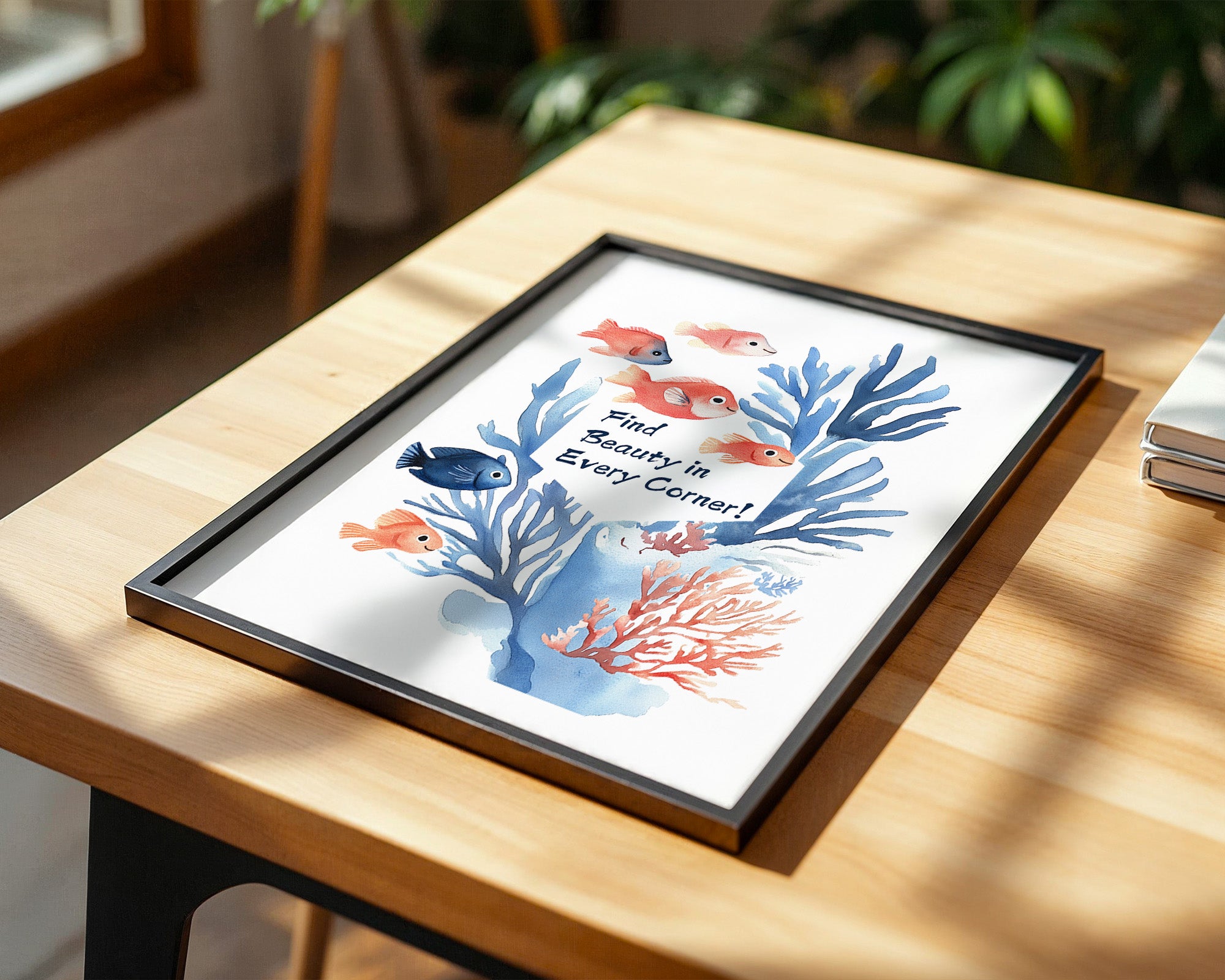 Bunte Fische Aquarell Korallen