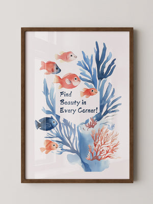 Bunte Fische Aquarell Korallen