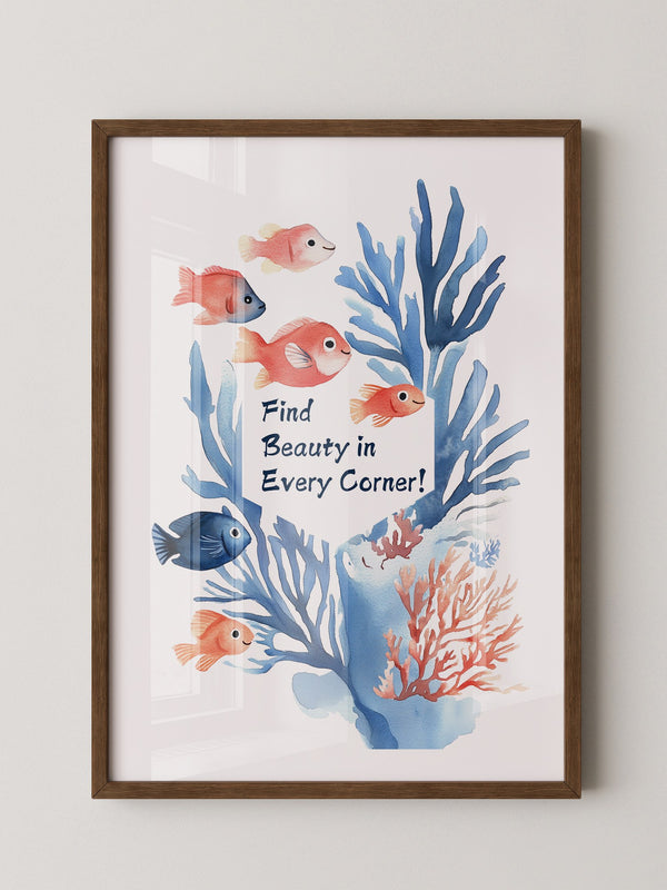 Bunte Fische Aquarell Korallen