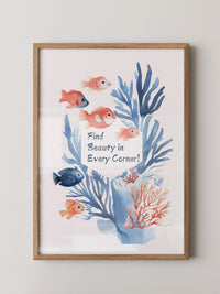 Bunte Fische Aquarell Korallen